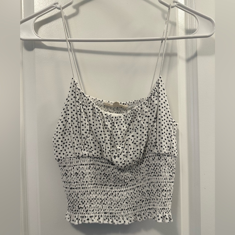PacSun White Tank top with black flowers